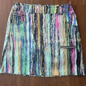 Jamie Sadock Golf Skirt Skort Womens 2 Paint Striped Colorful Tennis Pickleball